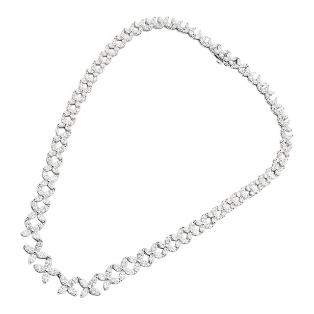 Tiffany & Co. Victoria Platinum Graduated Marque Shape Diamond Necklace For Sale