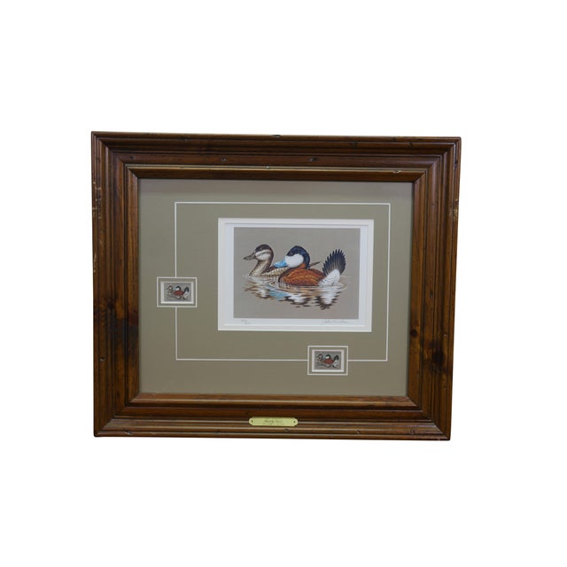 Four vintage Ducks Unlimited Federal Duck stamp prints. Each print features a brass plaque and is signed in pencil along...