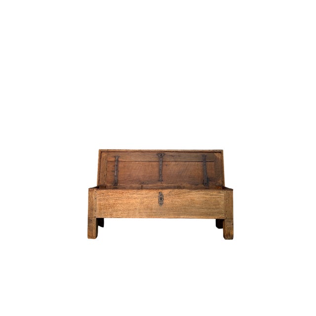 Rustic Antique Oak Chest, 1800s For Sale - Image 3 of 4