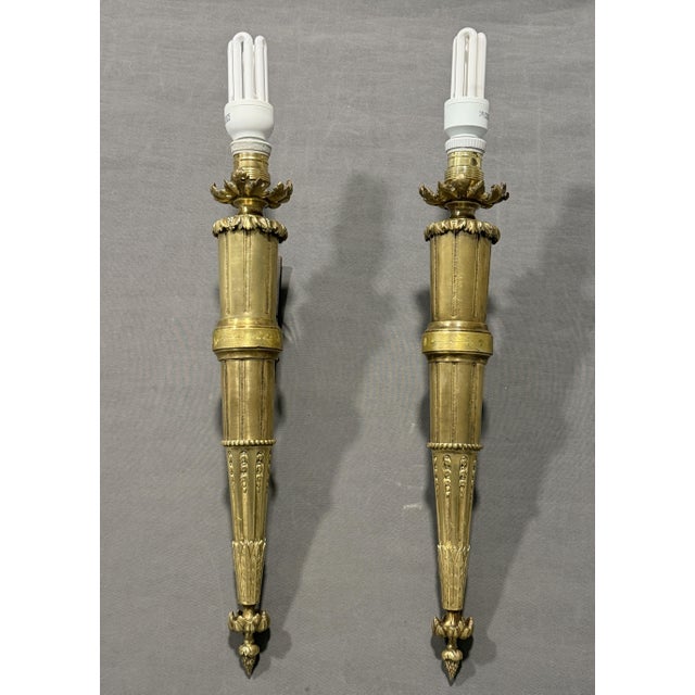 Louis XVI Style Bronze Wall Sconces, 1850, Set of 2 For Sale - Image 4 of 11