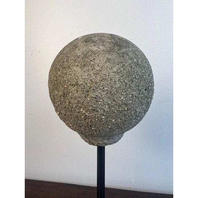 Pair of Antique Spheres on Iron Bases, Stone and Cement, Italy For Sale - Image 9 of 11