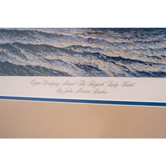 Paint "Oyster Dredging Aboard the Shipjack Lady Katie" Sailboats Painting Print Signed John M Barber Numbered For Sale - Image 7 of 10