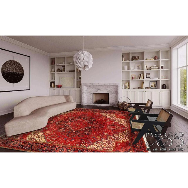 Red Color Persian Vintage Heriz 10' X 12'8'' For Sale In Washington DC - Image 6 of 6