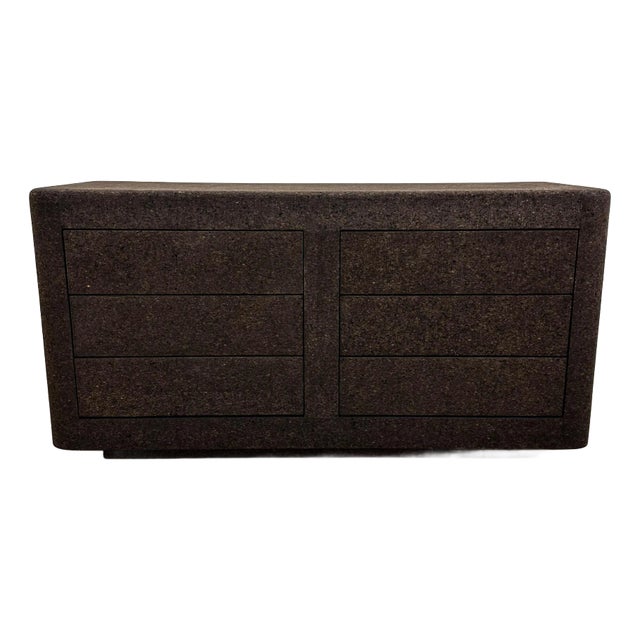 Vintage Postmodern Chocolate Brown Cork 6-Drawer Dresser – 1970s 80s Postmodern For Sale