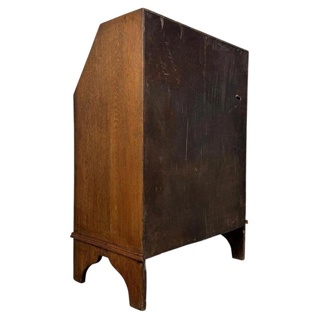 Antique Early 20th Century English Edwardian Oak Bureau For Sale - Image 11 of 14