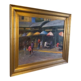Contemporary Original Painting of City Farmer's Market For Sale