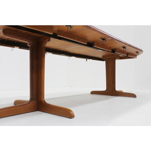 Wood Vintage Danish Round Extendable Dining Table in Teak from Langeskov Möbelfabrik, 1960s For Sale - Image 7 of 9