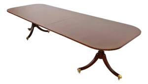 Councill Furniture Georgian Banded Mahogany Double Pedestal Extension Dining Table, Newly Refinished