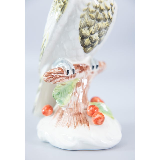 Vintage Italian Majolica White Cockatoos Parrots Birds - A Pair For Sale - Image 9 of 13