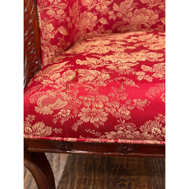 Early 20th Century Carved Mahogany Swan Barrel Chair For Sale - Image 11 of 14