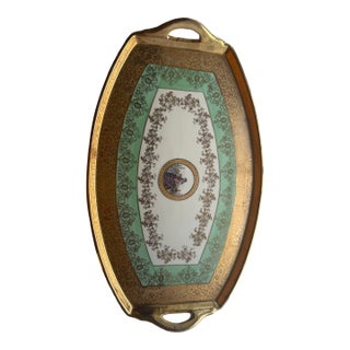 1930's Le Mieux China Handpainted 24k Gold Gilded Decorative Tray For Sale