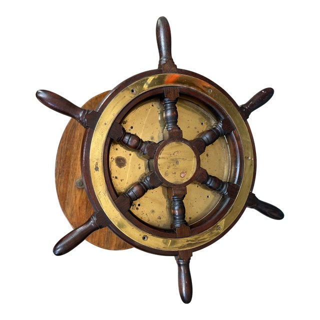 Antique Brass Ship Wheel For Sale