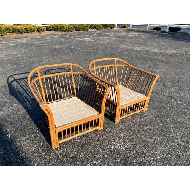1970s Boho Chic Bamboo and Rattan Lounge Chairs in McGuire Style For Sale - Image 12 of 18