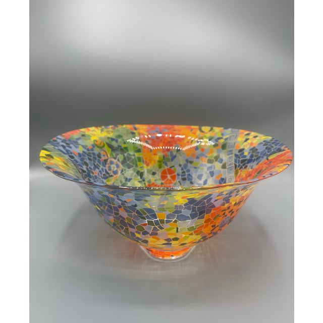 Early 21st Century Multicolor Mosaic Art Glass Pedestal Bowl For Sale - Image 5 of 5
