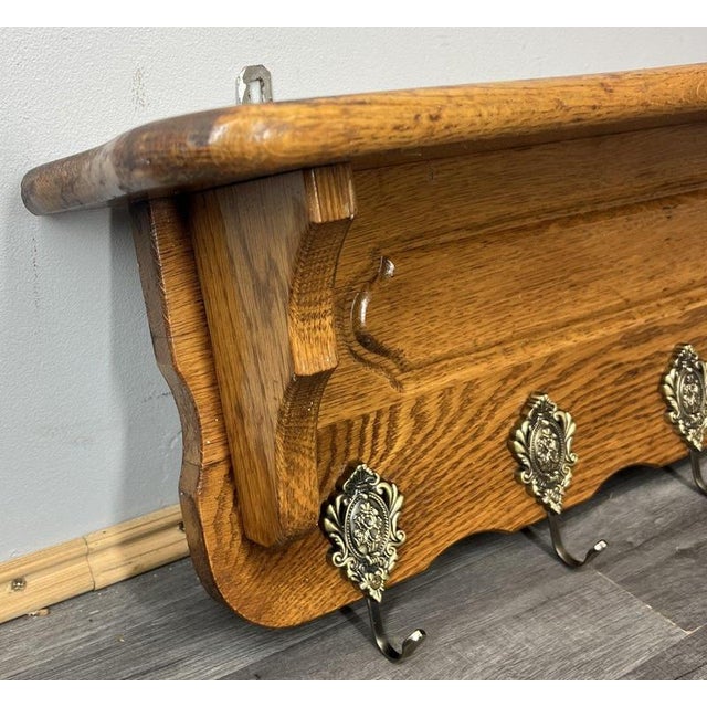 Vintage French Coat Rack in Oak For Sale - Image 5 of 8