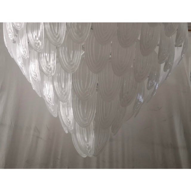 2000 - 2009 Murano Art Glass Round Transparent, White Color Chandeliers and Pendant For Sale - Image 5 of 10