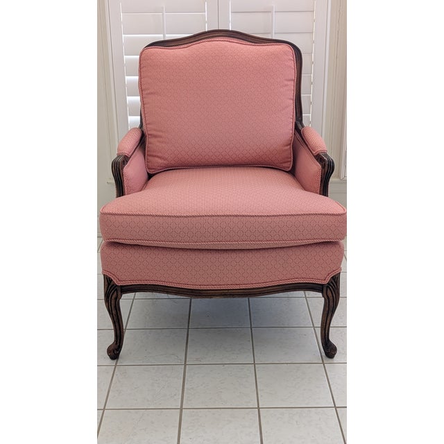 Vintage Overstuffed Arm Chair With Frenchy Cabriole Legs, Unattached Comfy Seat & Back Cushions For Sale - Image 10 of 13