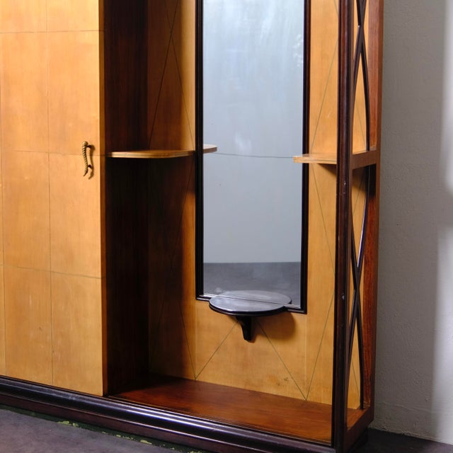 1940s Art Deco Hall Cabinet with Coat Rack, Shelves and Mirror, 1940s For Sale - Image 5 of 18