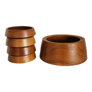 1970s Teak Wood Salad Bowl Set by Himark, 5 Pieces