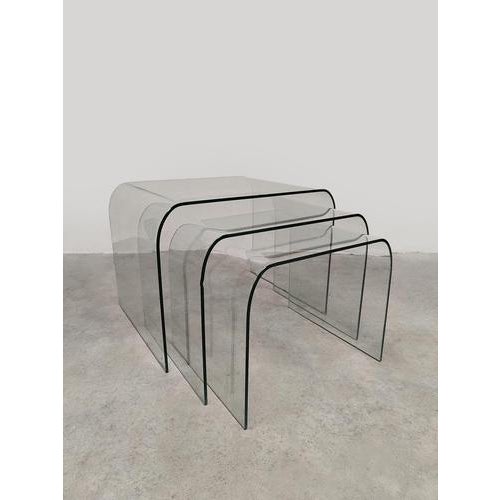 Vintage Italian Glass Nesting Side Tables from Fiam, 1970s For Sale - Image 6 of 6