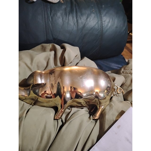 Great condition shined up brass piggy bank.