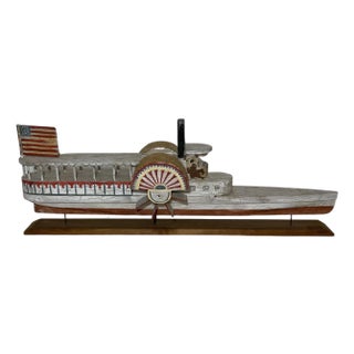 Folk Art Paddle Steamer Model For Sale