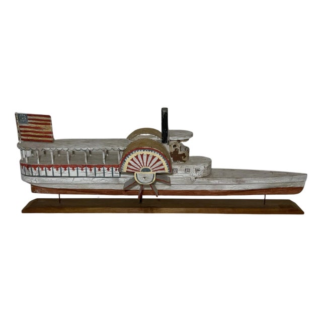 Folk Art Paddle Steamer Model For Sale