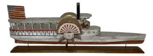 Folk Art Paddle Steamer Model