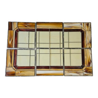 Mosaic 6 Piece Panel Slag Glass Panes Wall Hanging For Sale