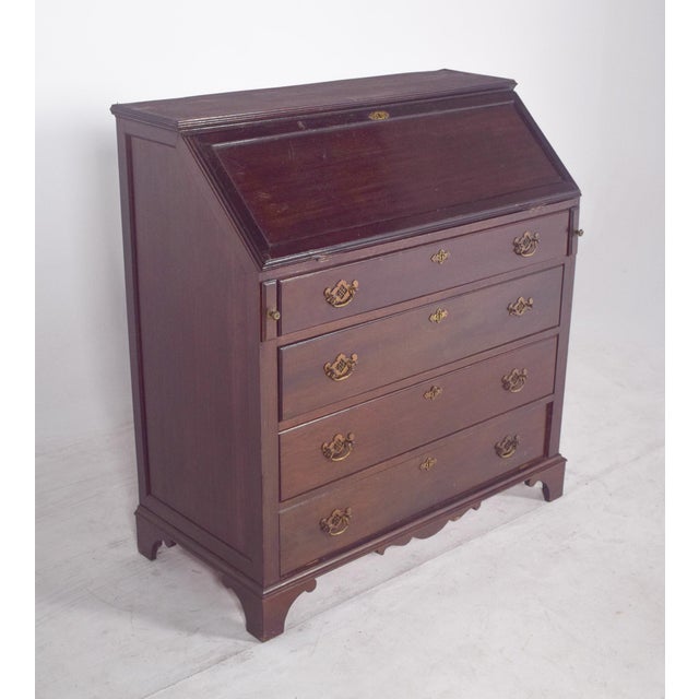 Antique Portuguese Paper Chest of Drawers in Dark Wood For Sale - Image 4 of 10