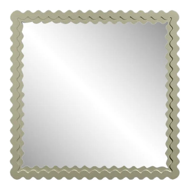 Fleur Home Carnival Chaos Square Mirror in Cooking Apple Green, 36x36 For Sale