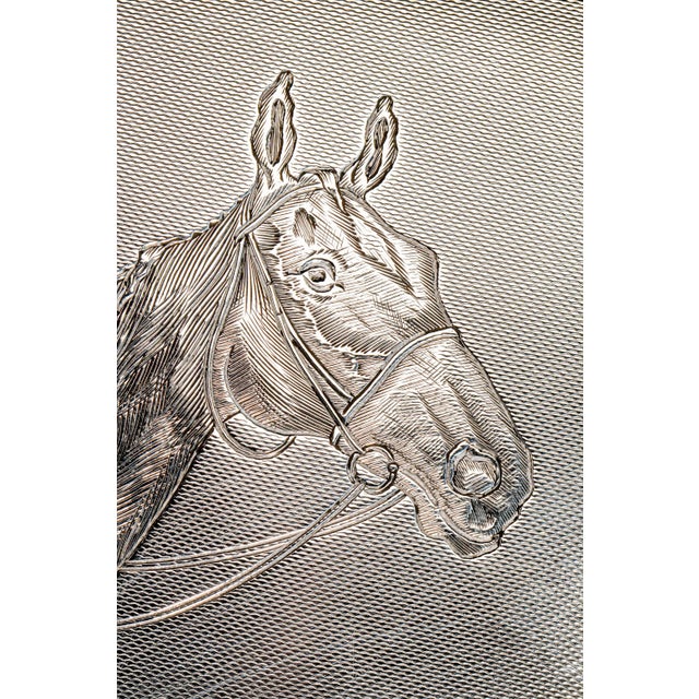 Luxurious Engine Turned Horse Antique Sterling Silver Desk Trinket Jewelry Box Home Decor For Sale - Image 4 of 15
