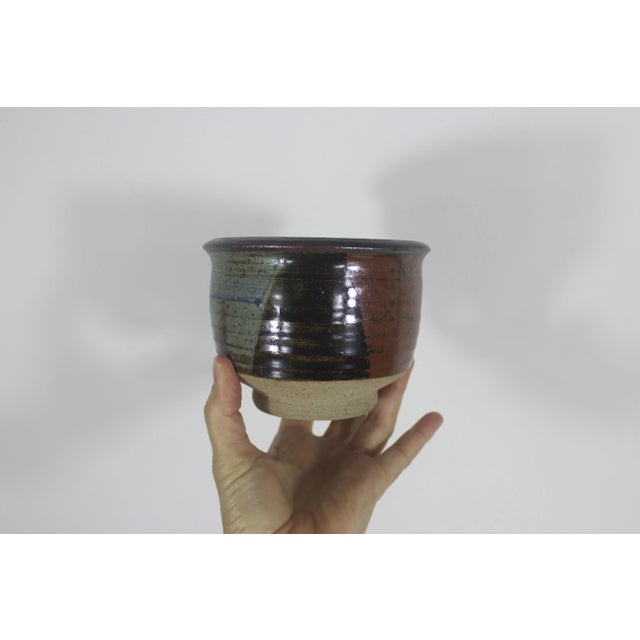 Brown Vintage Signed Studio Pottery Bowl Handmade For Sale - Image 8 of 8