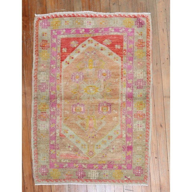 A colorful Turkish Ghiordes rug from the second quarter of the 20th century. Measures: 2'6'' x 3'4'' Since the beginning...