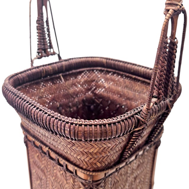 Late 20th Century Japanese Woven Bamboo Hozan Style Ikebana Baskets - A Pair For Sale - Image 17 of 18
