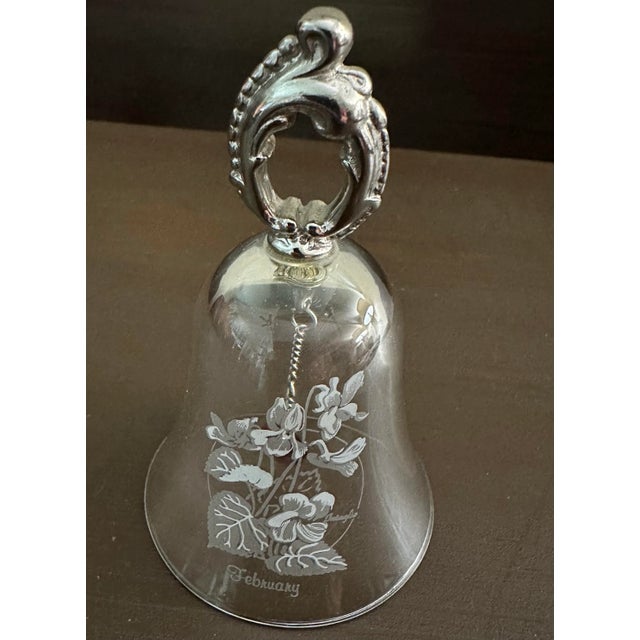 Transparent Vintage 20th Century Glass February Amethyst Birthstone Bell Made For Sale - Image 8 of 8