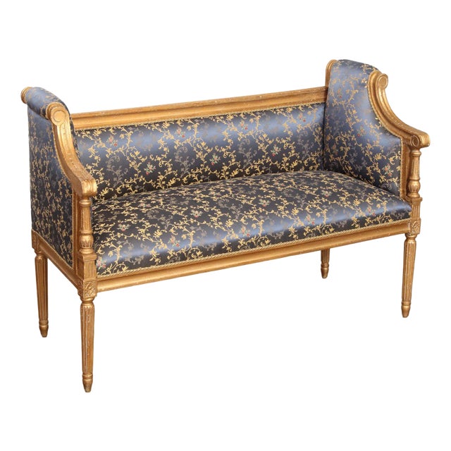 French Louis XVI Style Custom Quality Giltwood Settee For Sale