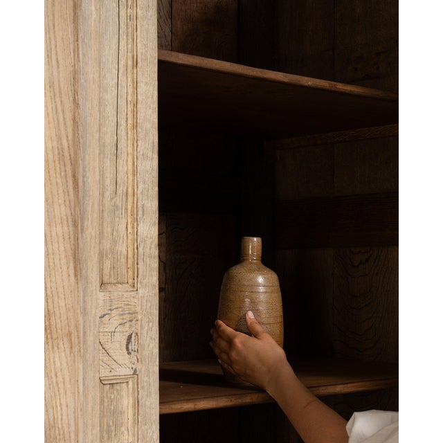 1800-1809 France Weathered Pale Grey Painted Oak Bookcase Cabinet For Sale - Image 10 of 11