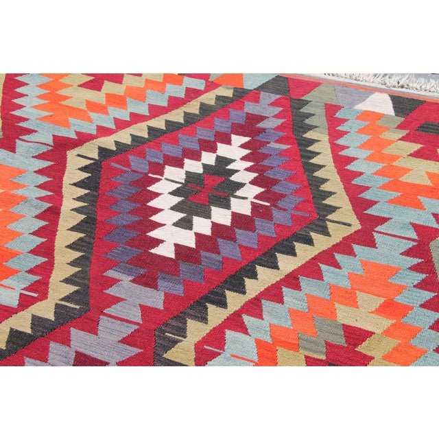 1960's Handmade Turkish Kilim Rug - 79" X 126" For Sale In Raleigh - Image 6 of 11