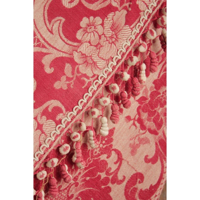 Antique 1850s French Red Damask Curtain Fabric Bed Drape W/ Trim Chairish