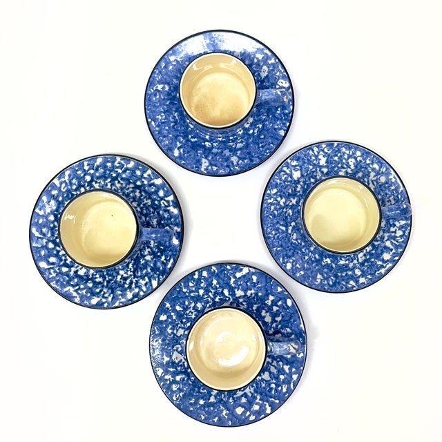 Mid-Century Modern 1970s Stangl Town & Country Spongeware Tea Set - Place Settings for 4/Set of 13 For Sale - Image 3 of 10