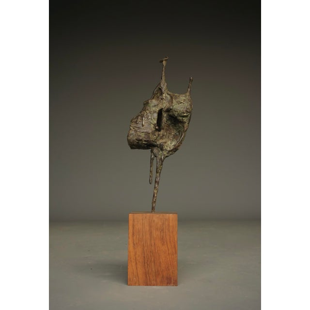 Jetty Homan, Abstract Sculpture, 1970s, Bronze & Teak For Sale - Image 4 of 9