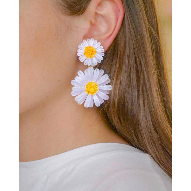 Contemporary DAISY, long earrings, Stud For Sale - Image 3 of 4