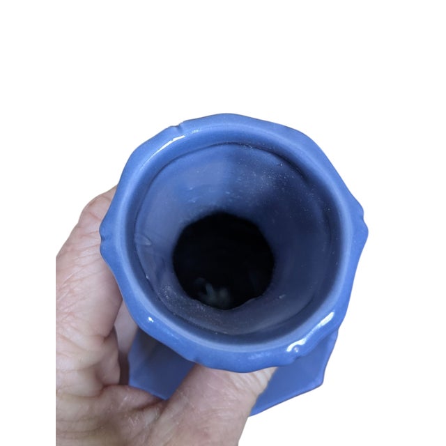 Jonathan Adler Jonathan Adler Purple Ceramic Faux Bamboo Vase For Sale - Image 4 of 9