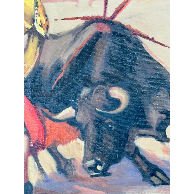 Set of 3 Mid-Century Bullfighting Oil Paintings Signed J. Yepez. For Sale - Image 10 of 12