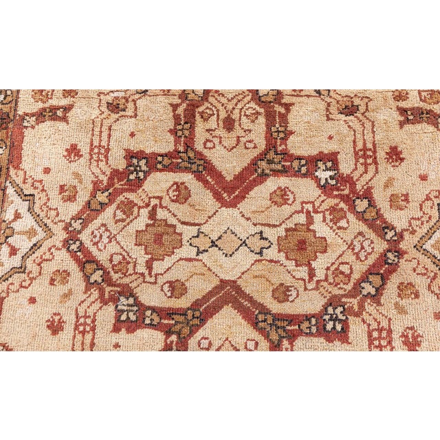 Indian Antique Indian Amritsar Beige and Brown Handmade Wool Carpet For Sale - Image 3 of 7