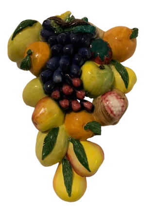 1960s Majolica Italy Ceramiche d'Arte Large Ceramic Fruit Wall Plaque