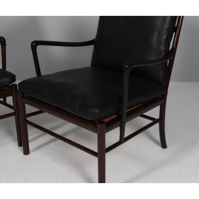Wood Colonial Lounge Chairs and Ottoman by Ole Wanscher, Set of 3 For Sale - Image 7 of 10
