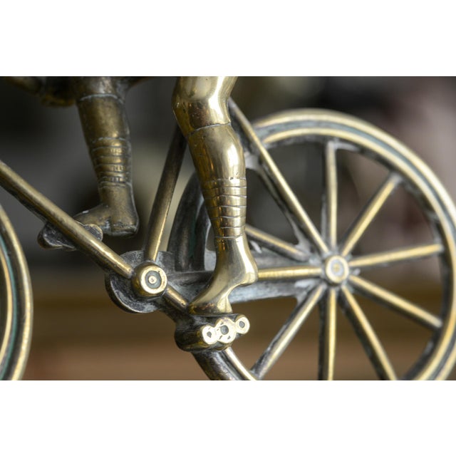 Victorian Antique Brass Cyclist Bicycle Clock British United Clock Co Victorian Working For Sale - Image 3 of 14