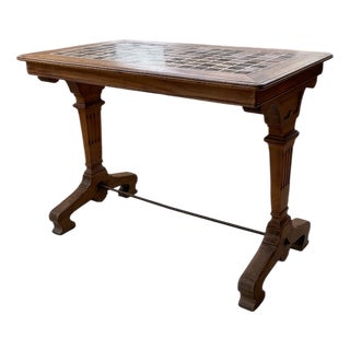 Walnut and Tiled Bistro Table, 1890 For Sale